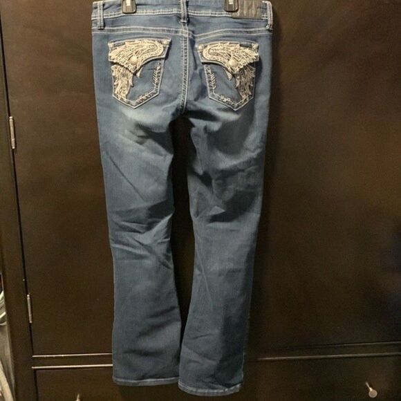 Poundgirl Rhinestone studded appliqué jeans-size 7 - Picture 2 of 7